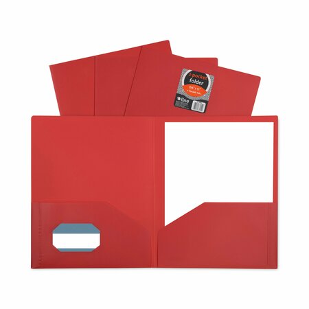 C-LINE PRODUCTS Two-Pocket Heavyweight Poly Portfolio Folder, 11 x 8.5, Red, 25PK 33954